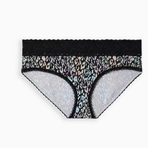 Torrid Womens Size 3 Sweeping Leopard Cotton Mid Rise Hipster Lace Trim Panty